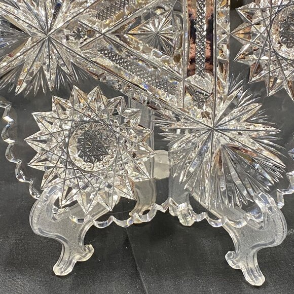 Antique ABP American Brilliant Cut Glass Mayonnaise Plate 6” Dish Serving Piece - Picture 8 of 15